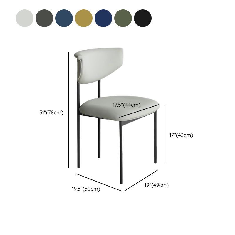 Nordic Armless Backrest Cushion Chair with Metal Legs for Dining Room