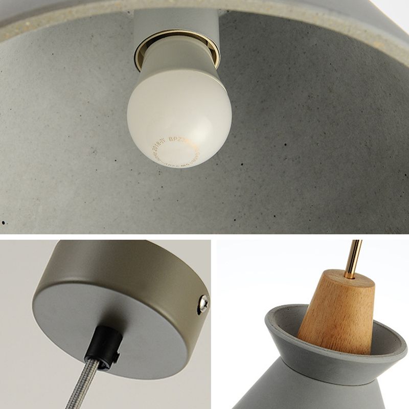 Cone Shaped Cement Hanging Ceiling Light Modern Style Hanging Light Kit for Bedroom