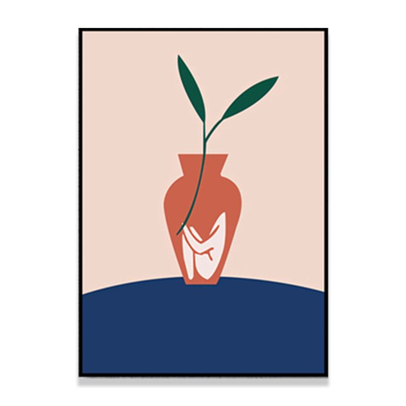 Plant in the Vase Canvas Blue Scandinavian Wall Art for Living Room, Multiple Sizes Available