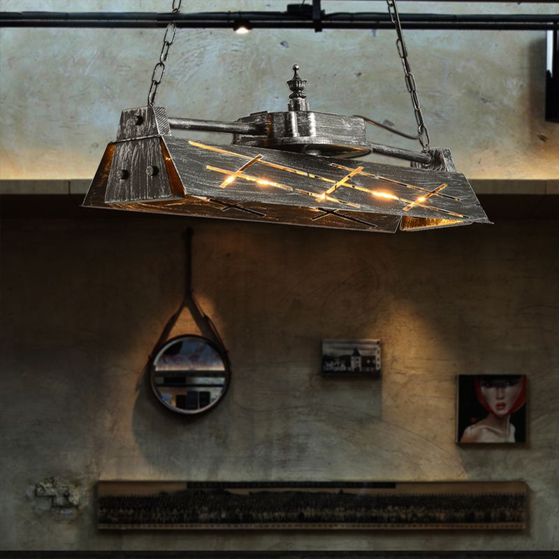 Metal Hollow-out Suspension Lamp Industrial 4-Light Dining Room Island Light Fixture