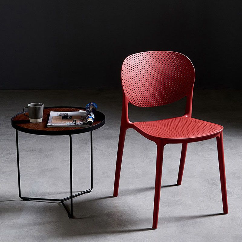 Silla lateral de comedor de cocina escandinava de plástico, silla con respaldo abierto