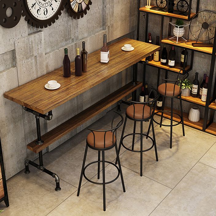 Industrial Rectangle Solid Wood Bar Table Set 1/4/7 Pieces Counter Table with High Stools