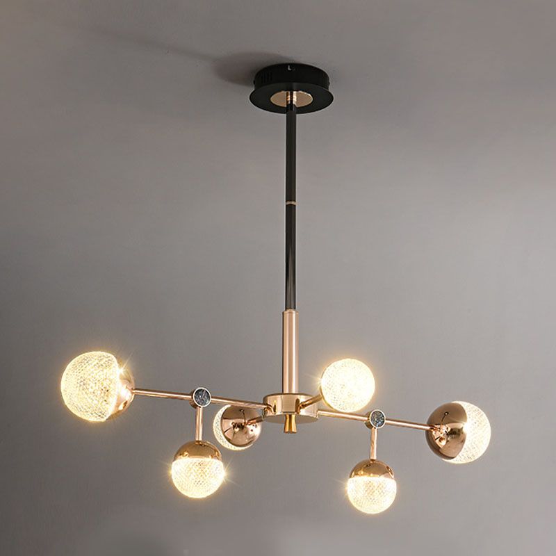 Sputnik Design Salon Kronleuchter klares Acryl -Multi -Lichter postmoderne Deckenleuchte in Gold