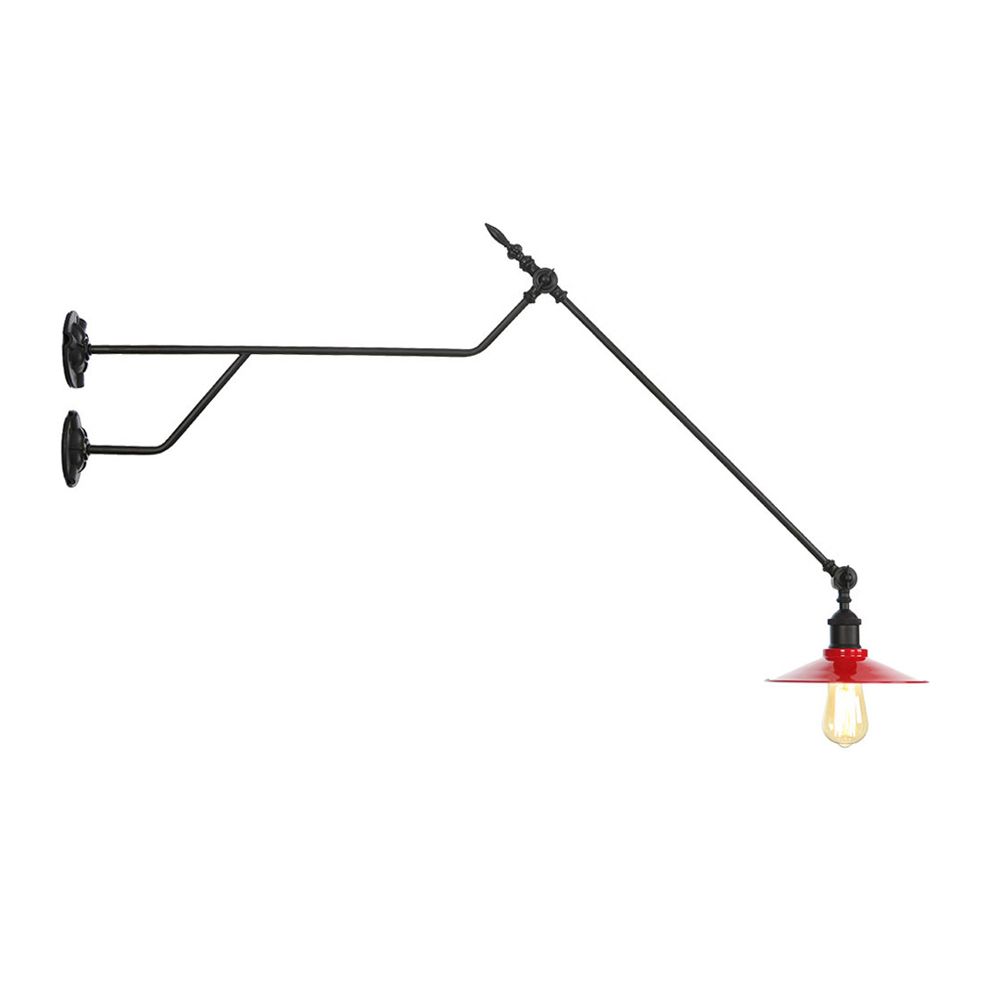 Metal Black/Red/White Sconce Light Cone Shade 1-Light Industrial Wall Mounted Light for Living Room