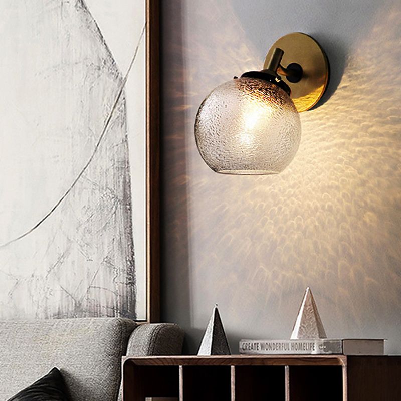 Water Glass Exposed Ball Wall Sconce Minimal 1 Light Living Room Wall Mounted Lamp in Gold