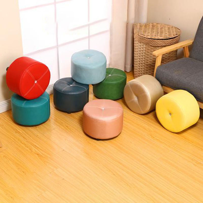 Pure Color Stain Resistant Standard Round Modern Yellow for Living Room