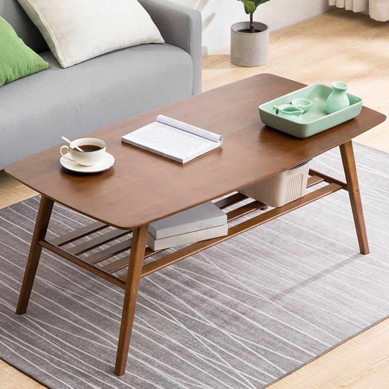 4 Legs Coffee Table Rectangular Single Coffee Table with Shelf
