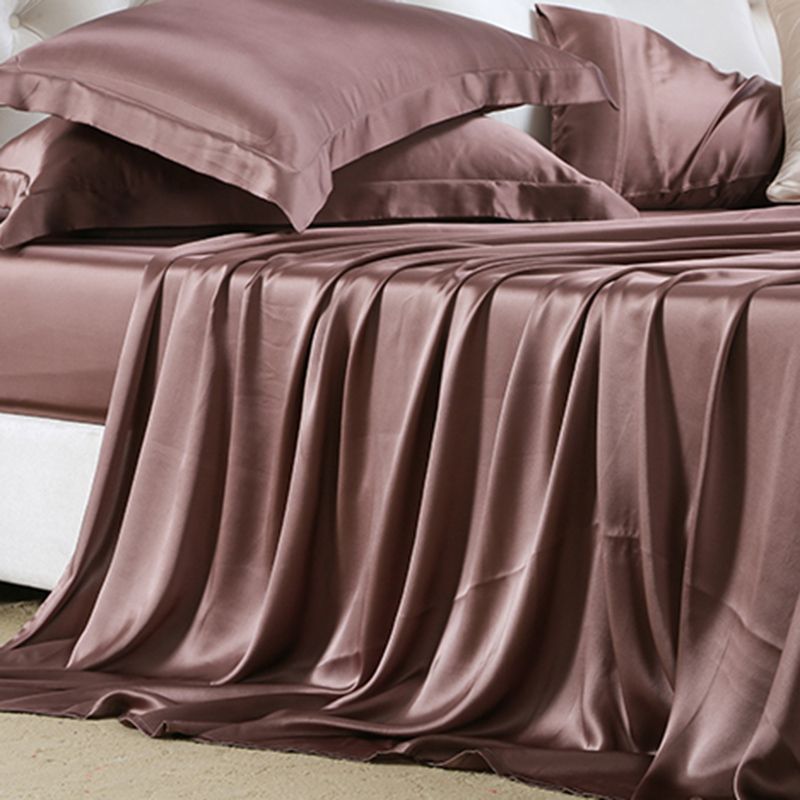 Solid Color Non-Pilling Fitted Sheet Mulberry Silk Breathable Fitted Sheet