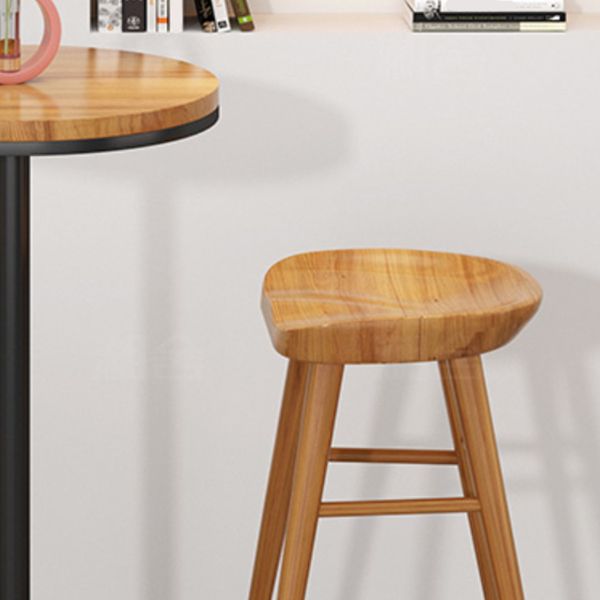 Indoor Modern Counter-height Stool Solid Wood Footrest Saddle Seat Counter Stool