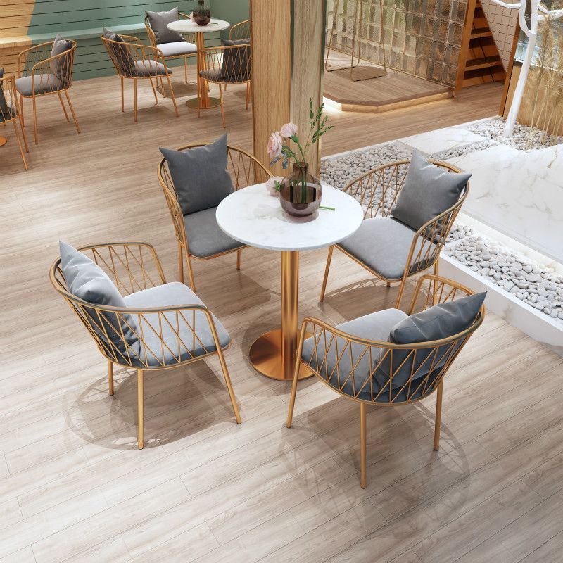 Glam Style Faux Marble Dining Set Round 1/2/3/4/5 Pieces Dining Set for Home Use