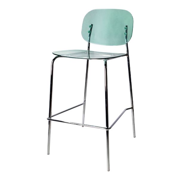 Modern Silver Base Counter Stool Rectangle Acrylic Footrest Counter-height Stool