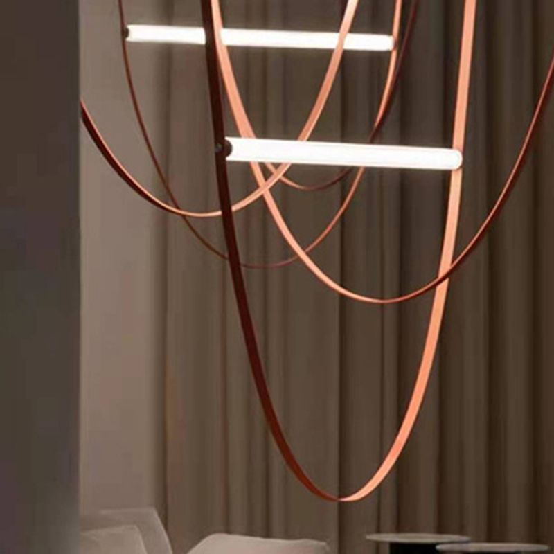 Modern Leather LED Hanging Pendant Lights in Brown for Dining Room