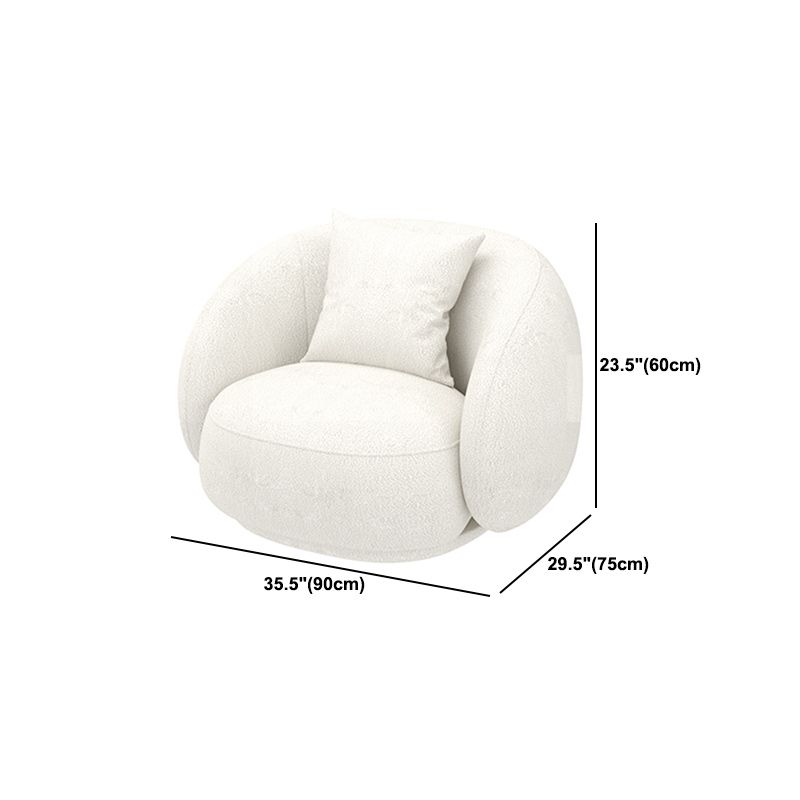 White Wool Curved Sofa Modern Sloped Arm Sofa for Living Room