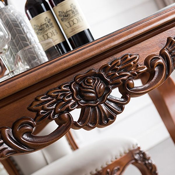 Medieval Modern Rubber Wood Dining Table for Restaurant Rectangle Table with 4 Legs