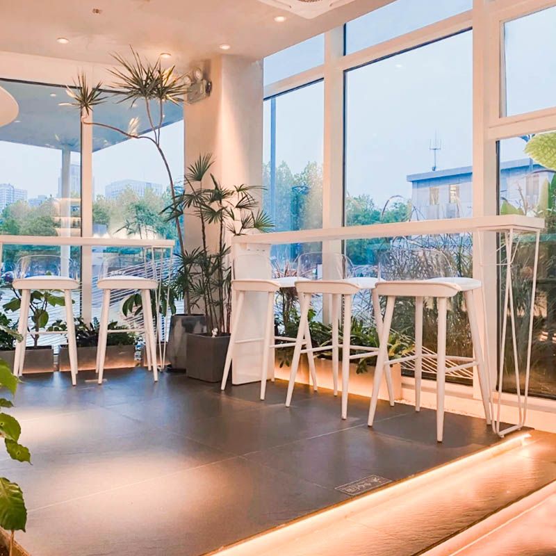 Tavolo da bar in stile industriale in altezza da 42 pollici in legno bianco tavolo da bistrot di base in metallo