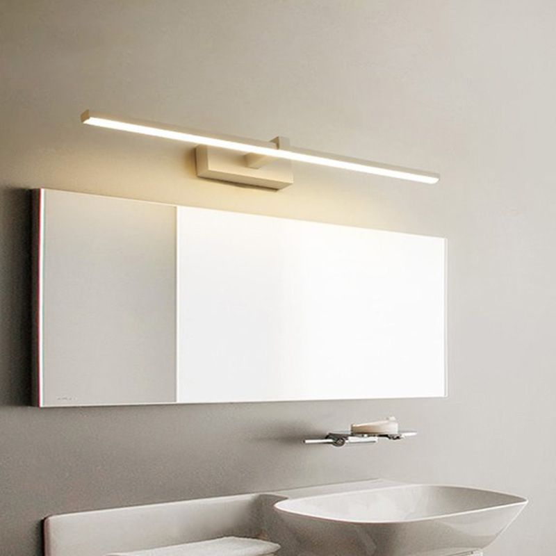 Luci da parete dello specchio da sfumatura lineare in metallo moderno 1 Fun a supporto per la parete della testa in bianco