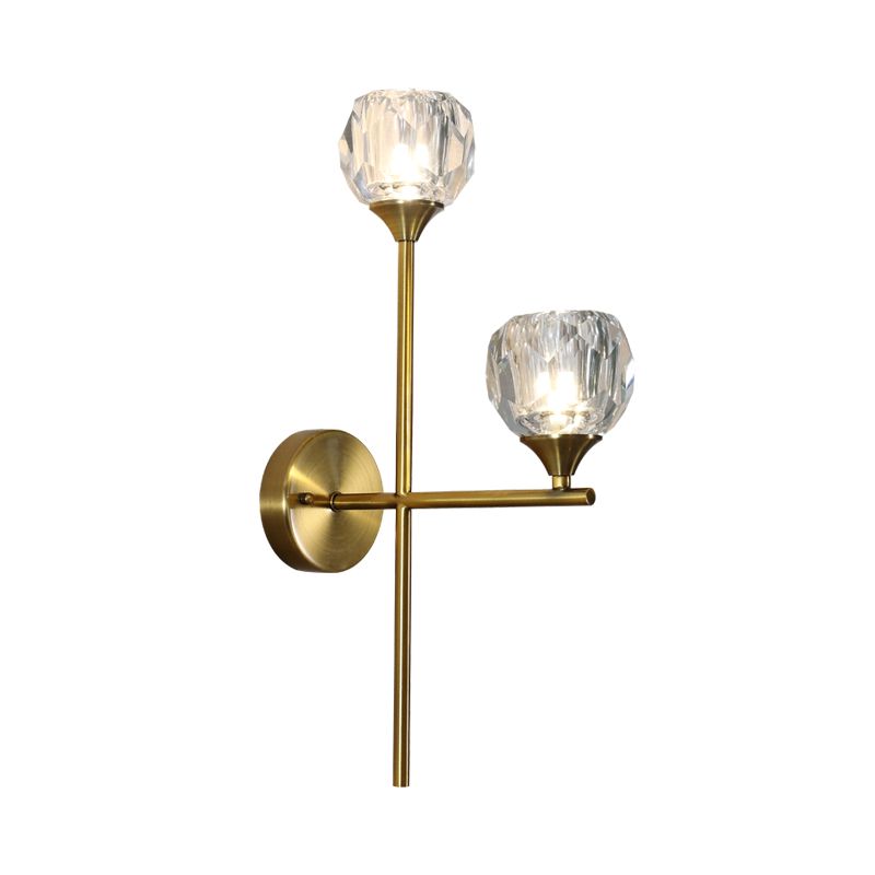 Ball Up Wall Light Aymat Simple Style Faceted Crystal 2 Heads Gol Finishin Murd Murd Lighting