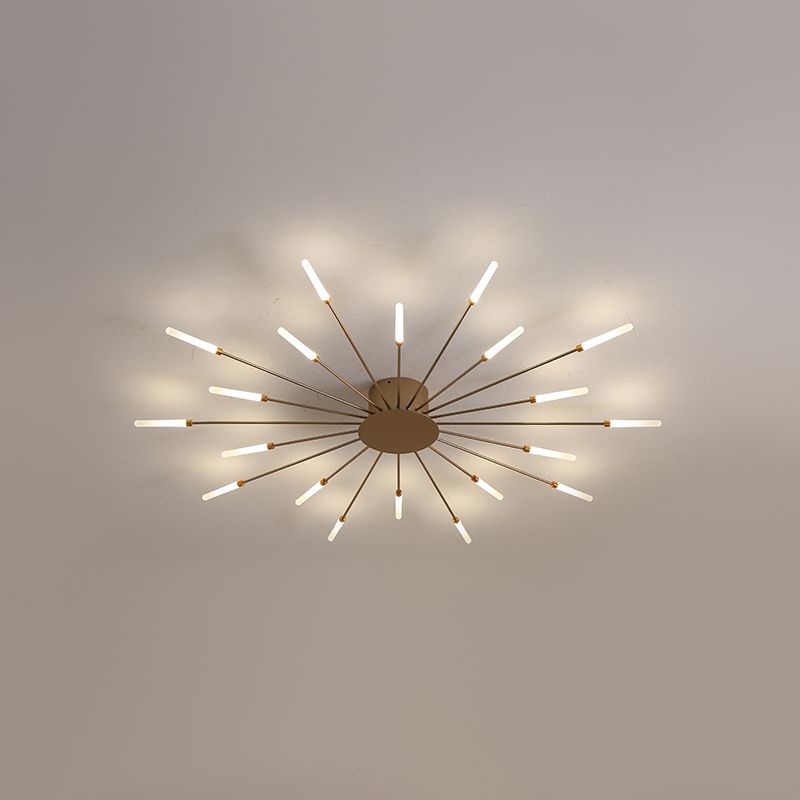 Modern Style Linear Shade Ceiling Lamp Metal 1 Headed Ceiling Lighting for Restaurant