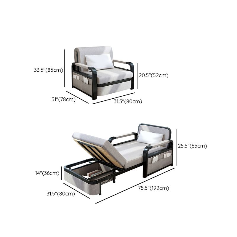 30" Wide Contemporary Sofa Futon Gray Pillow Included Storage Sleeper Sofa