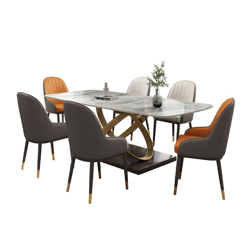 Glam Style Dinette Table Rectangle Stone Dining Room Table for Home
