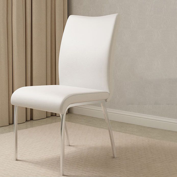 Silla sin brazos de comedor de cuero PU Glam, sillas de comedor de metal para uso doméstico