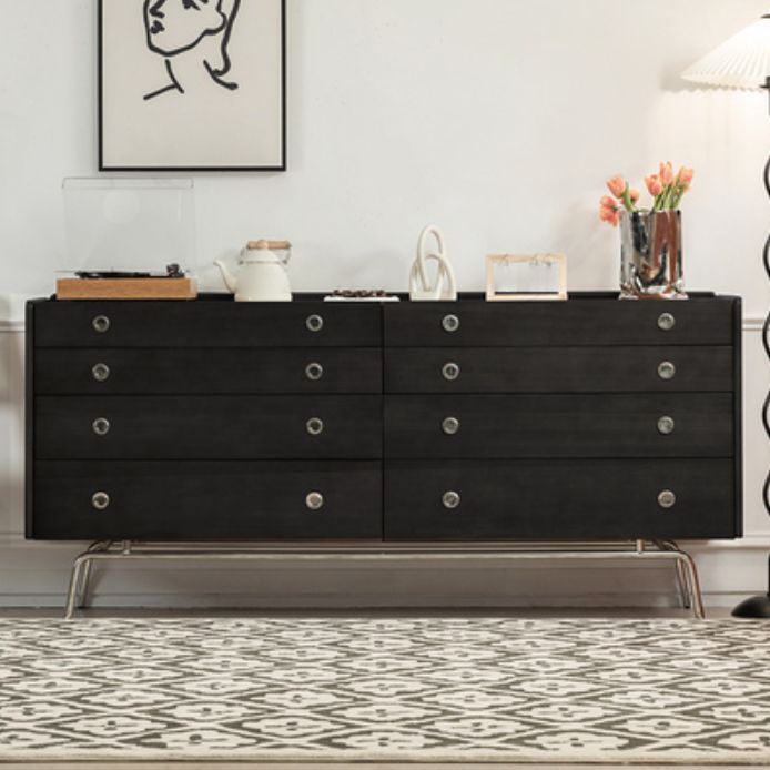 Ultra Modern Horizontal Double Dresser Solid Pine Storage Chest Dresser for Bedroom