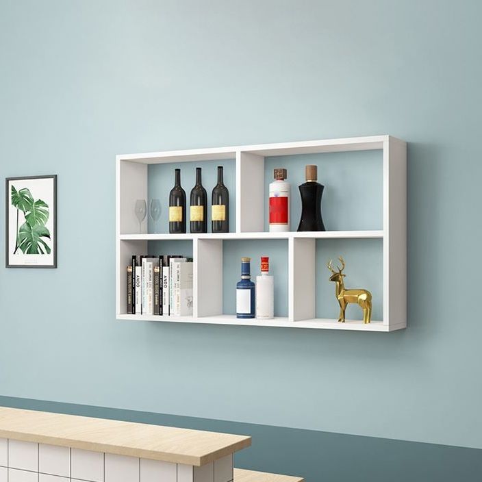 Contemporary Floating Bookshelf Wall Mounted Manufactured Wood Bookcase