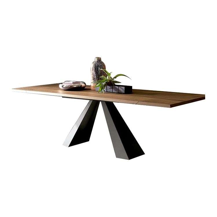 Solid Wood Top Dining Table Black Pedestal Base Dining Table