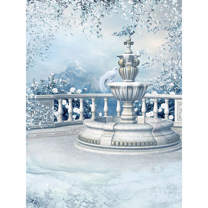 Winter Spray Fountain Mural Wallpaper Contemporary Non-Woven Fabric Wall Covering