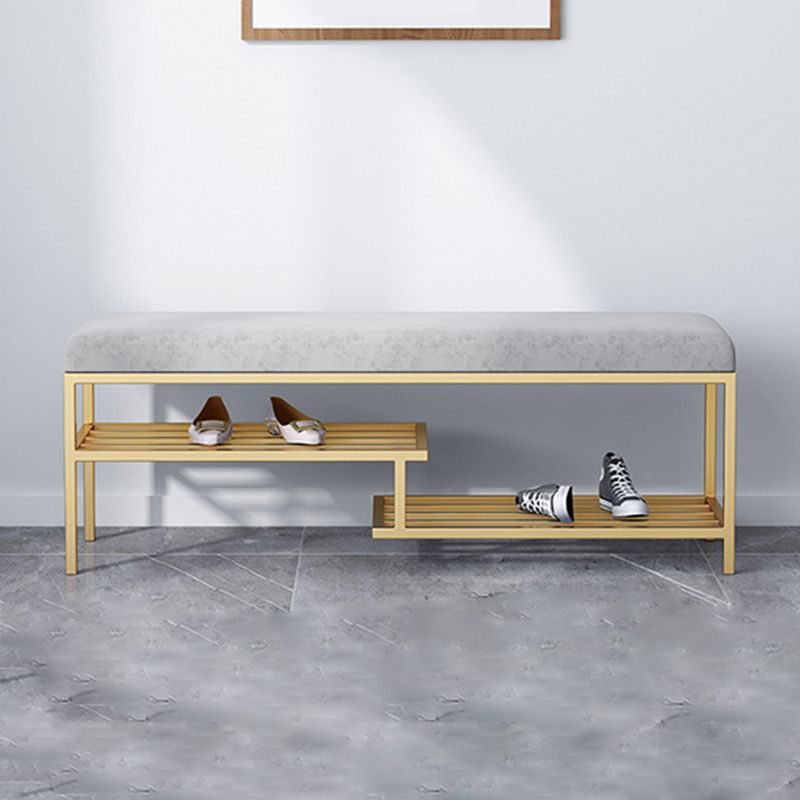 Metal Cushioned Included Bench Contemporary Accent Bench with Shelves