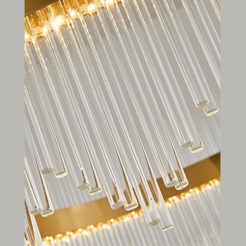 Lampadario dorato contemporaneo LED lineare cristallino su illuminazione dell'isola per soggiorno