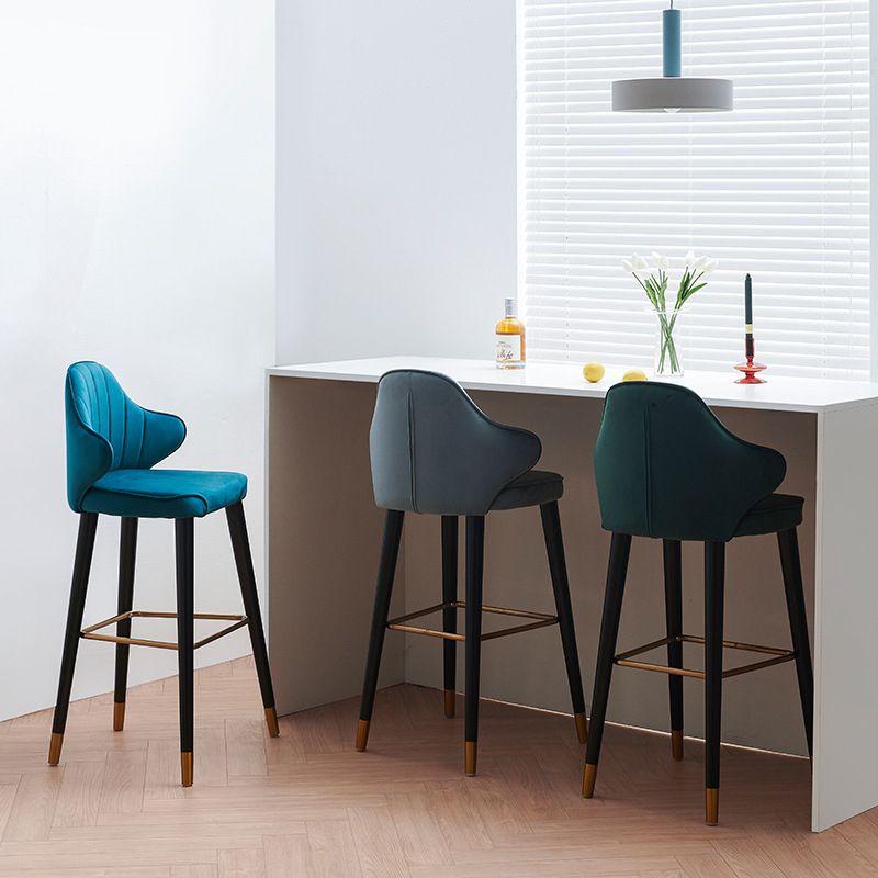 Glam Upholstered Counter Height Stool Adjustable Height Bar Stool