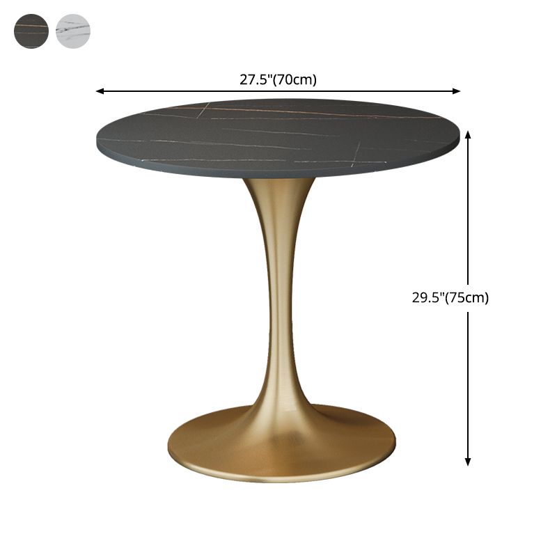 Round Sintered Stone Dining Table Traditional Luxury Dining Table with Tulip Base
