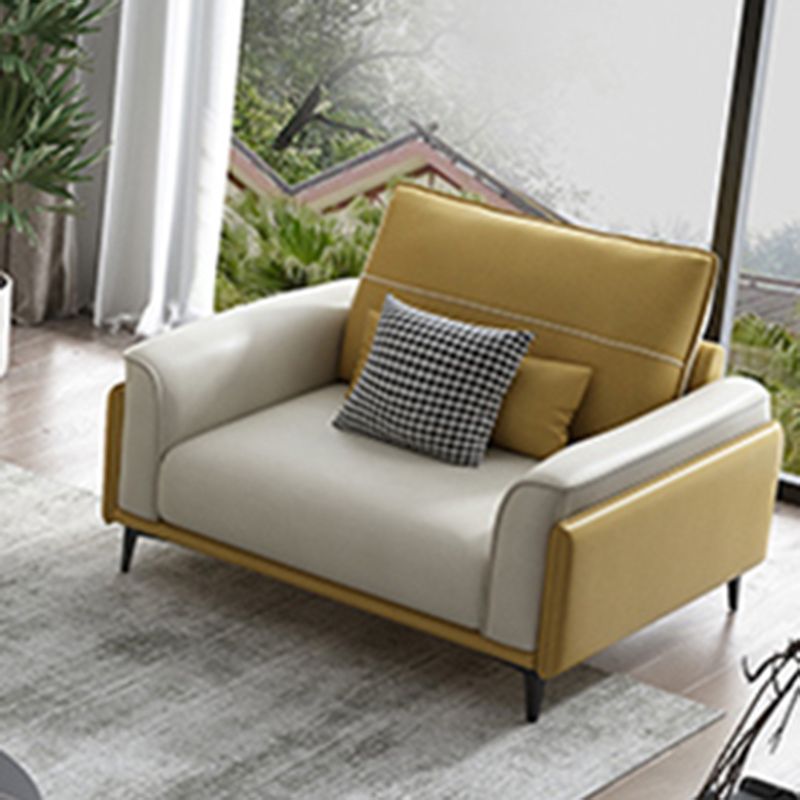 Stain Resistant Slipcovered Faux Leather Flared Arm White Seating