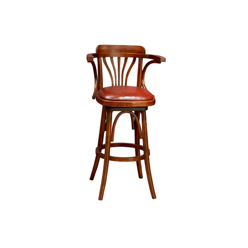 Wood Low Back Bar Height Stool Modern Swivel Armed Bar Stool