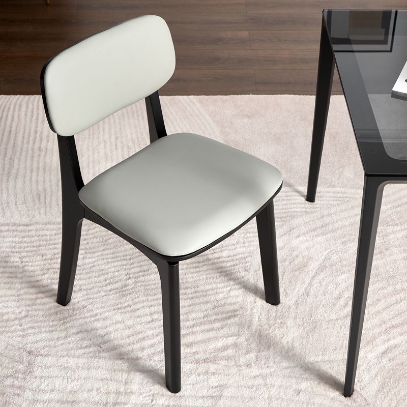 Silla de comedor de madera contemporánea, sillas de comedor de cuero para uso doméstico (juego de 2)