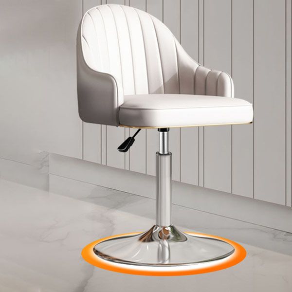 Scandinavian Metal Barstool Low Back Faux Leather Cushion Stool with Footrest