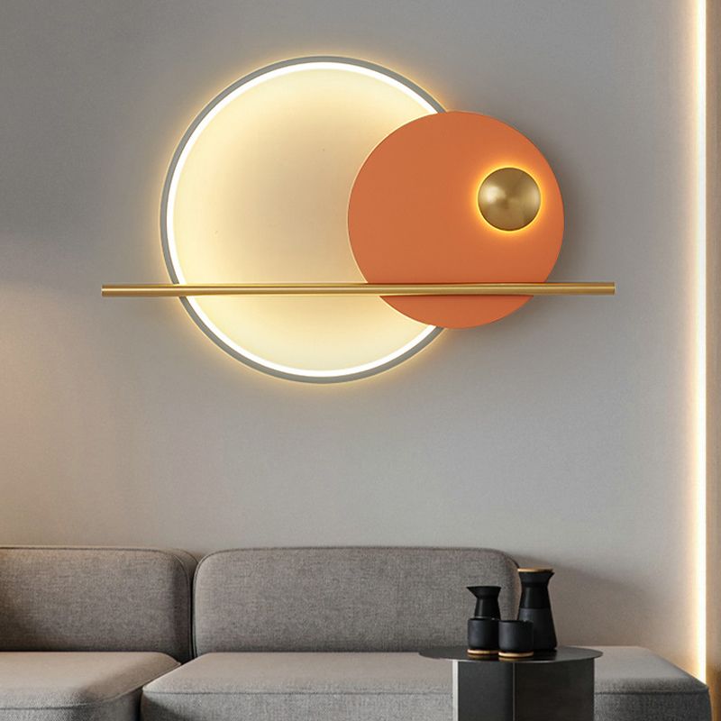 Modern Metal Wall Sconce Circle Shape Wall Light with Acrylic Shade for Living Room