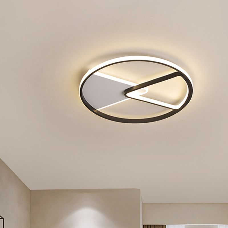 Simple Sector Frame Flushmount Light Acryl 16.5 "/20.5" Wide LED Bedroom Flush Mount Halterung in Schwarz, Weiß/Warm Licht