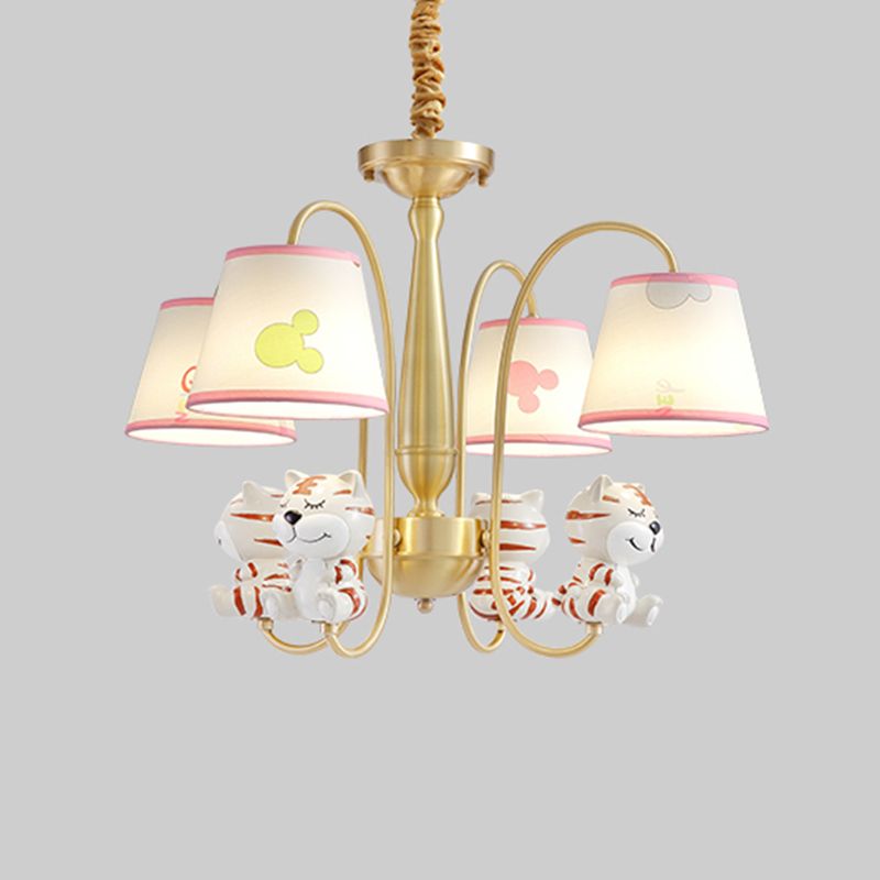 Animal Suspension Light Kids Resin Nursery Chandelier Light with Empire Shade in White