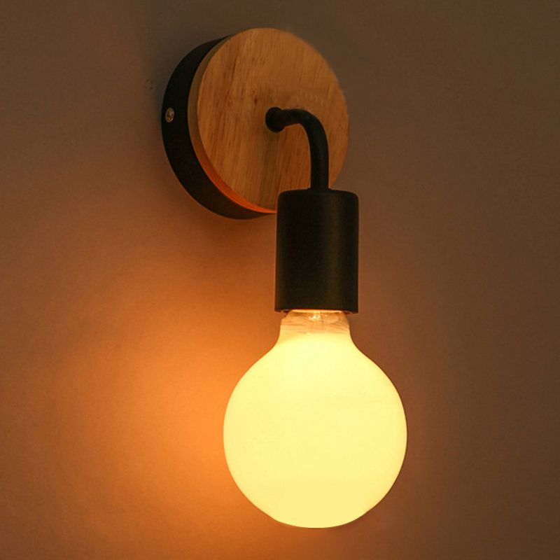 Modern Round Wall Sconce Lights Wood Wall Sconce Lighting for Bedroom