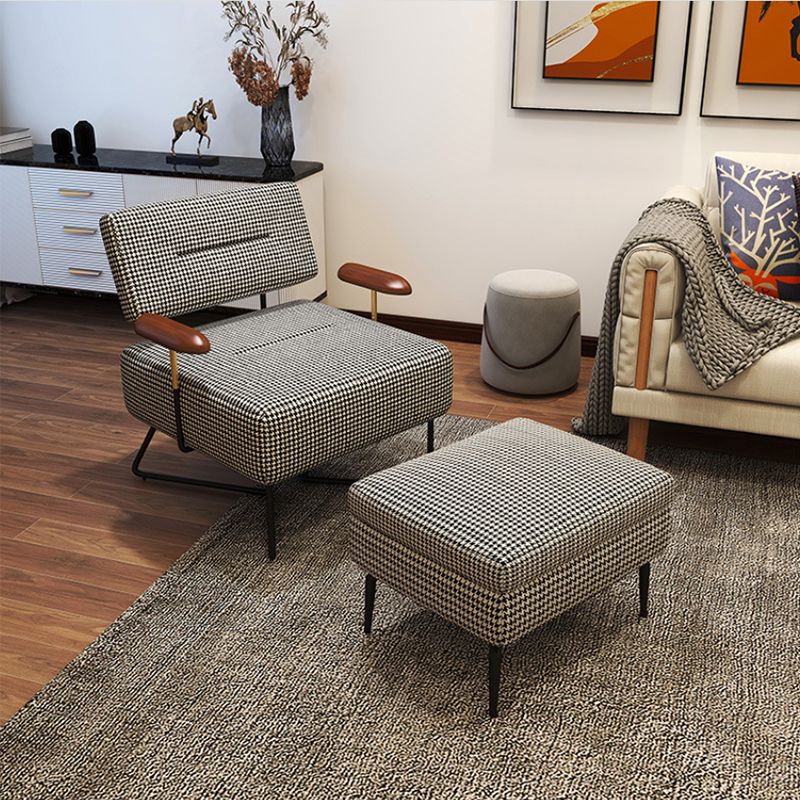 Contemporary Fabric Arms Included with Black Legs Accent Armchair
