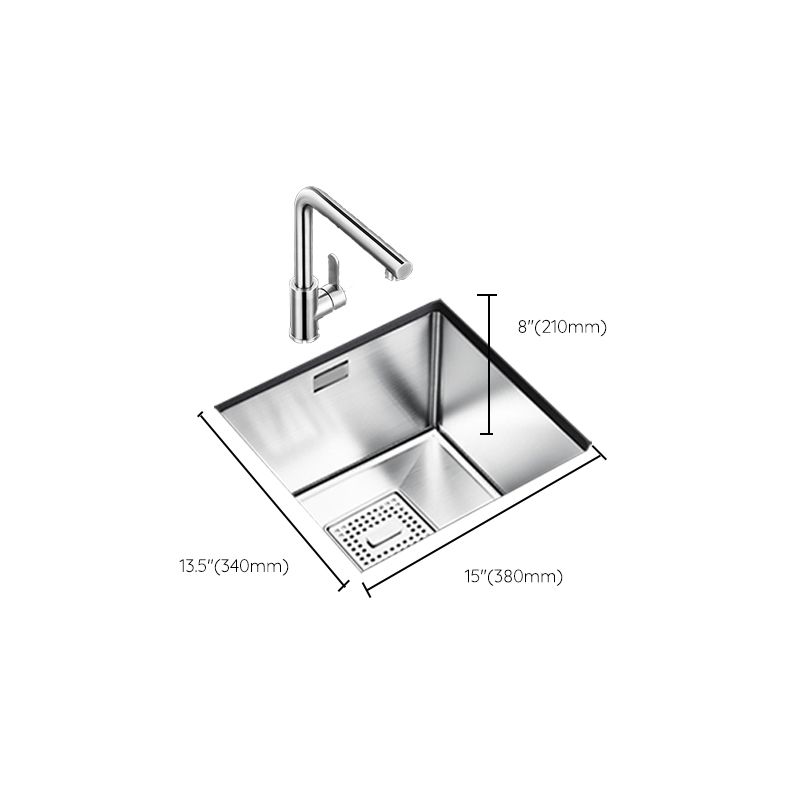 Rectangle Single Bowl Kitchen Sink Stainless Steel Sink with Drain Strainer Kit