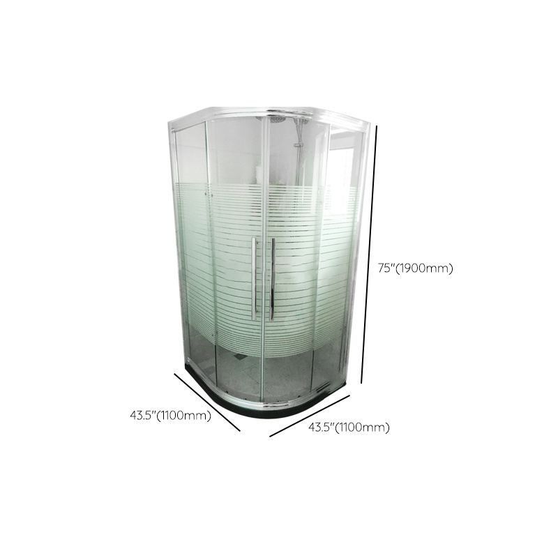 Rounded Framed Shower Enclosure Tempered Glass Double Sliding Shower Kit