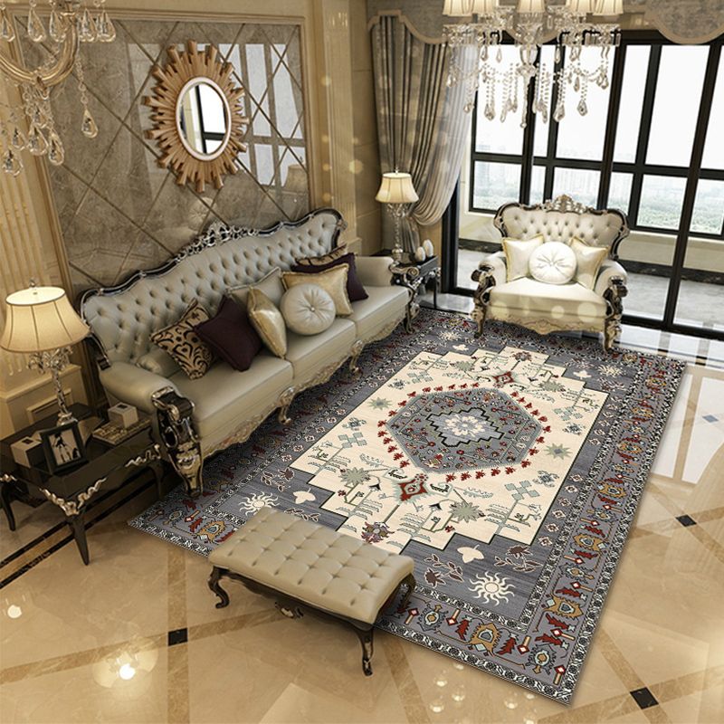 Olden Floral Printed Rug Multicolored Polyster Area Carpet Non-Slip Backing Pet Friendly Easy Care Indoor Rug for Living Room