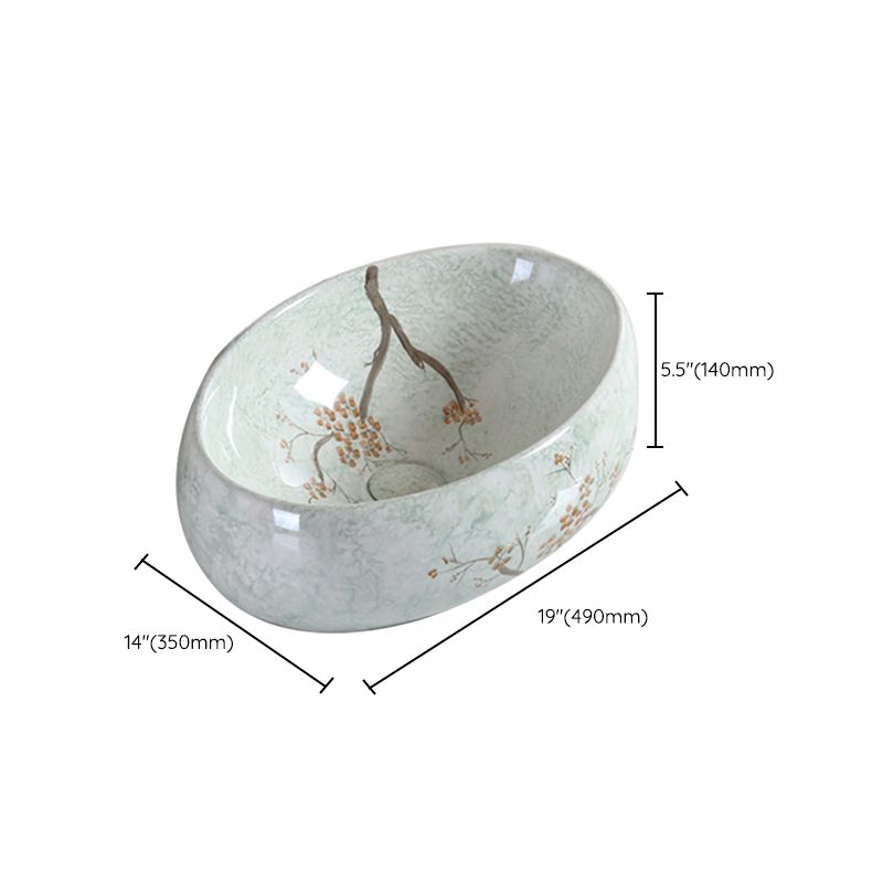 Traditional Bathroom Sink with Single Faucet Hole Porcelain Round Vessel