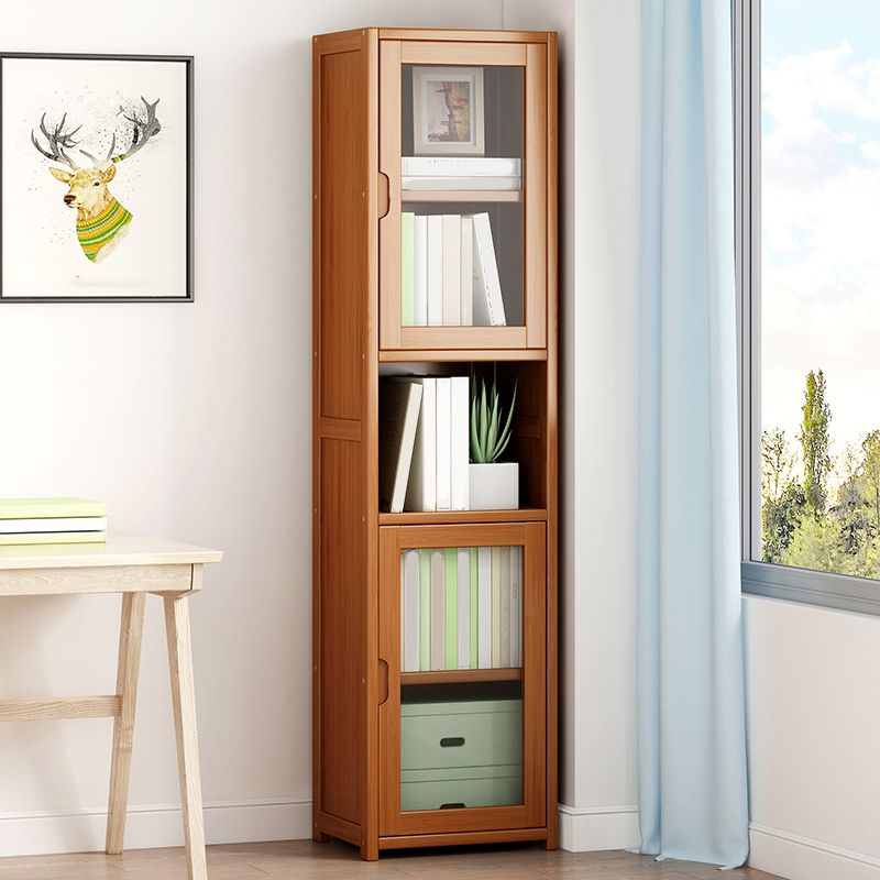 Contemporary Closed Back Bookshelf Vertical Bamboo Bookcase for Home Use