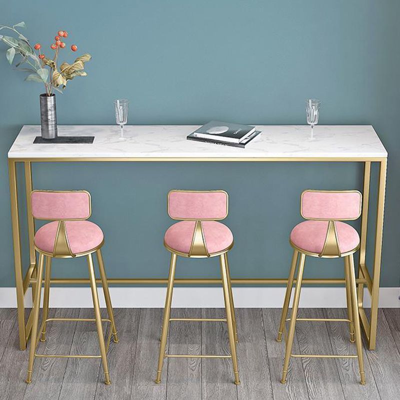 Glam Style Bar Table Faux Marble Top Bistro Table with Gold Base