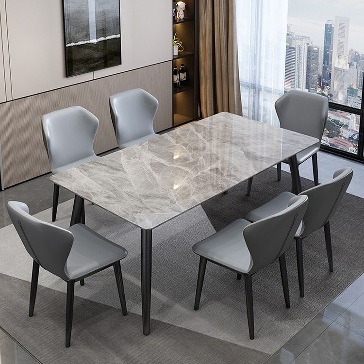 Table à manger en pierre industrielle industrielle table rectangle de base en acier en carbone pour la maison