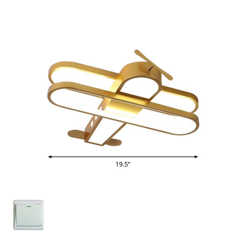 Biplan LED Ceiling Flush Light Cartoon Acrylic Boys Room Flush-Mount Light Fixture